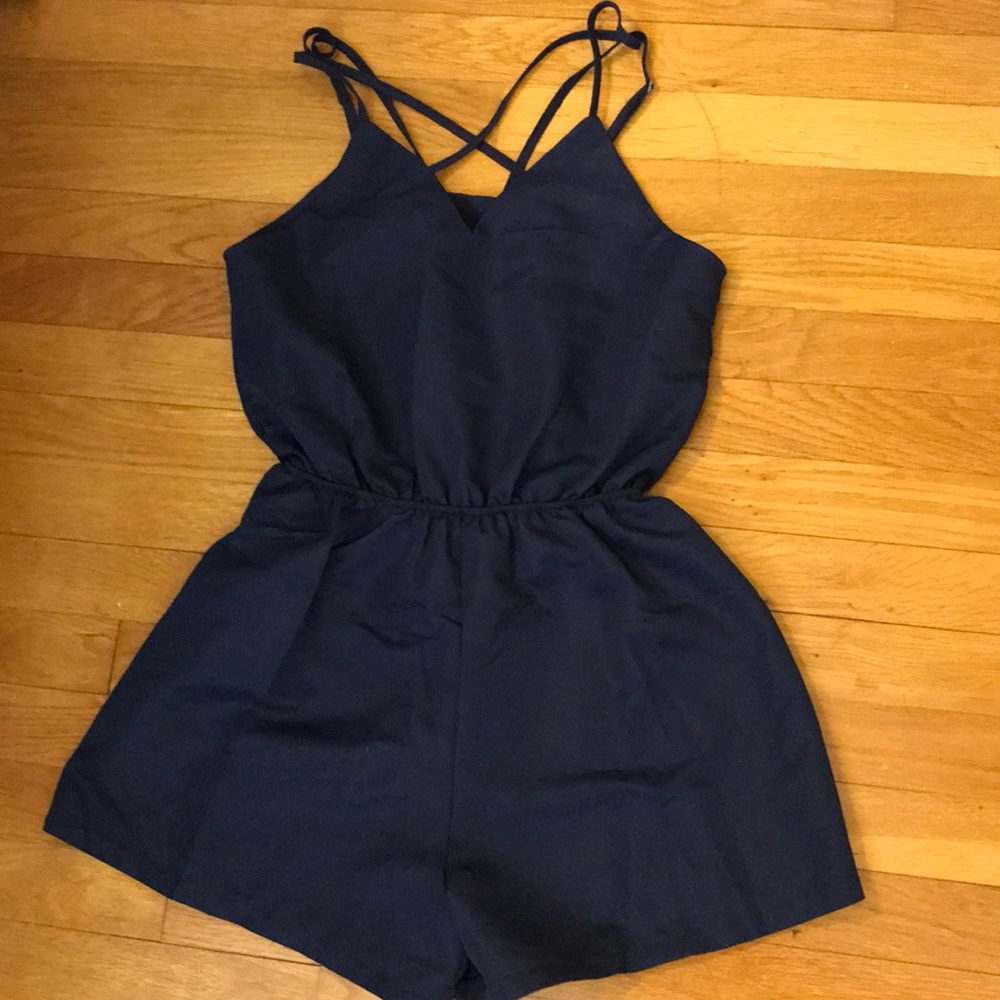 Brand new navy cross strap romper